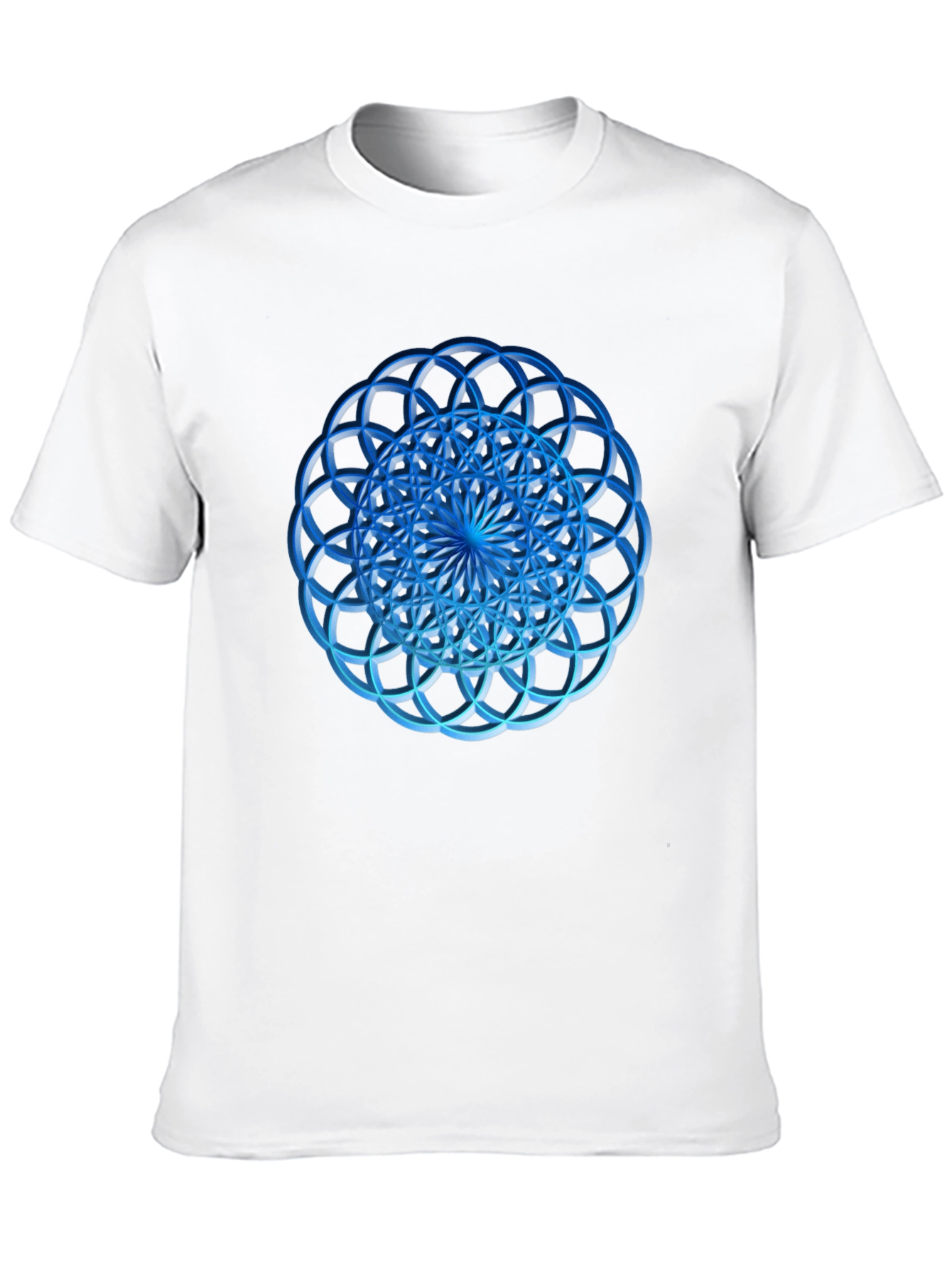Geometric Blue Circle Design Black T-Shirt