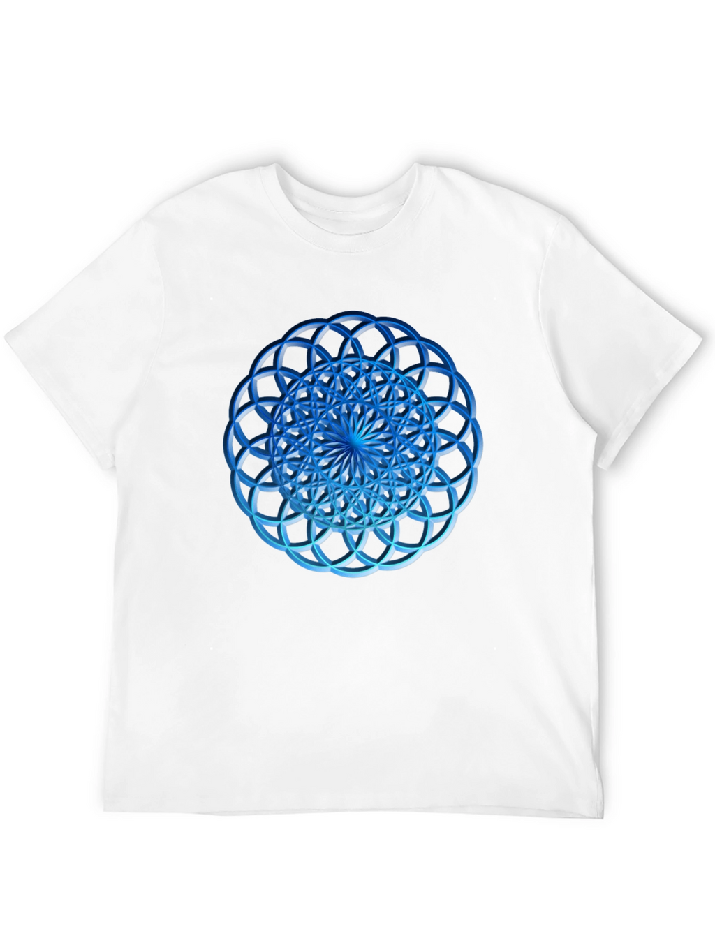 Geometric Blue Circle Design Black T-Shirt