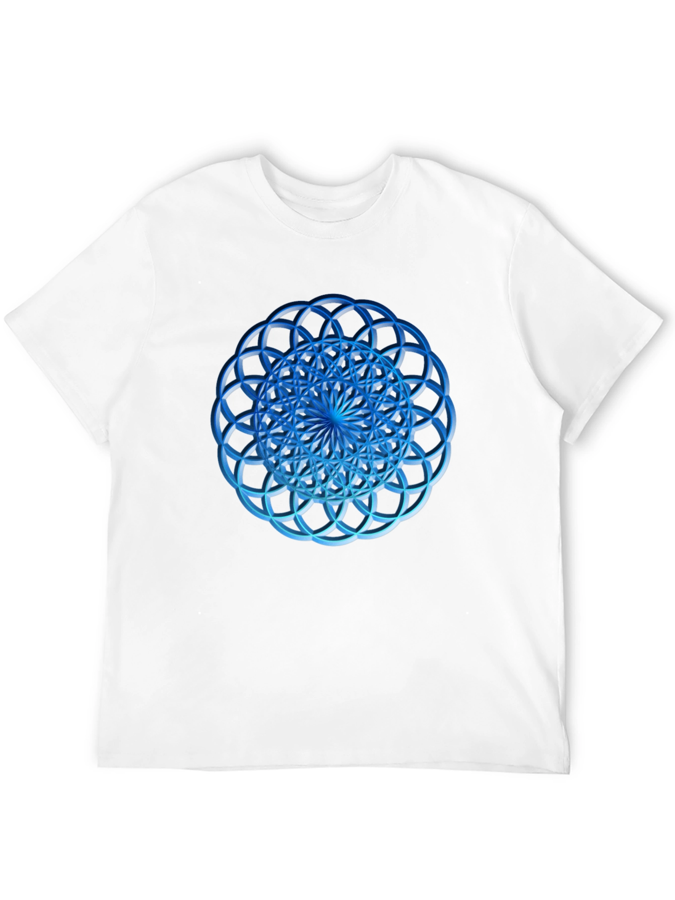 Geometric Blue Circle Design Black T-Shirt