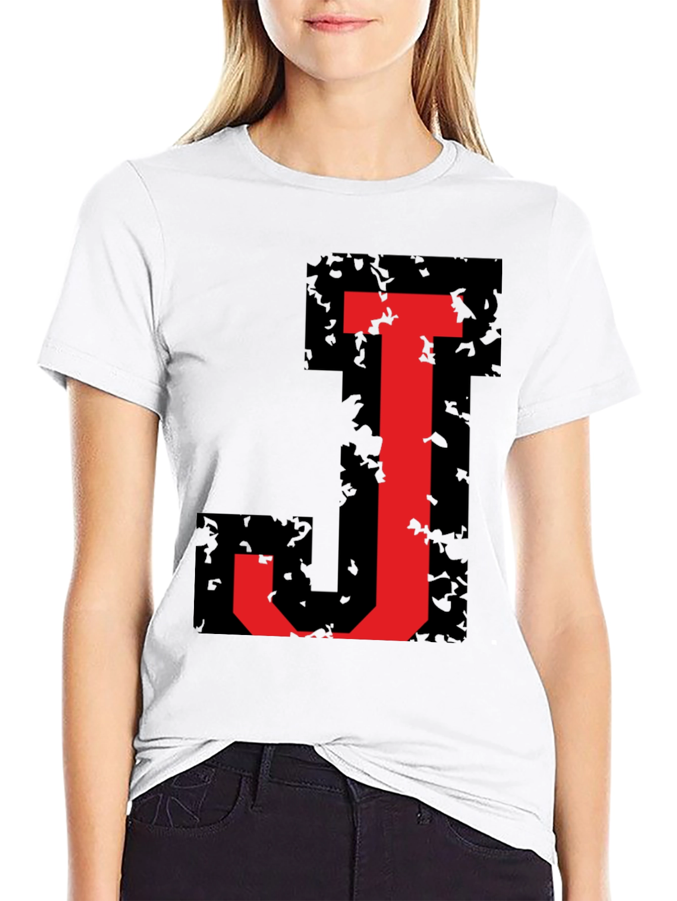 Bold J Initial Graphic Black T-Shirt