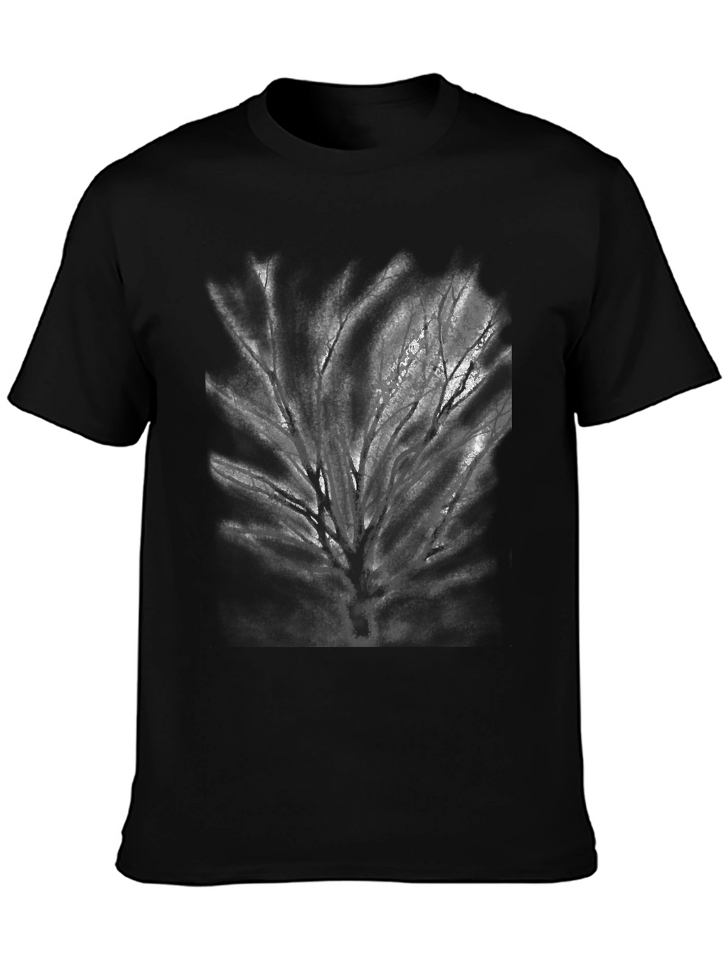 Black T-Shirt with Tree Graphic Print