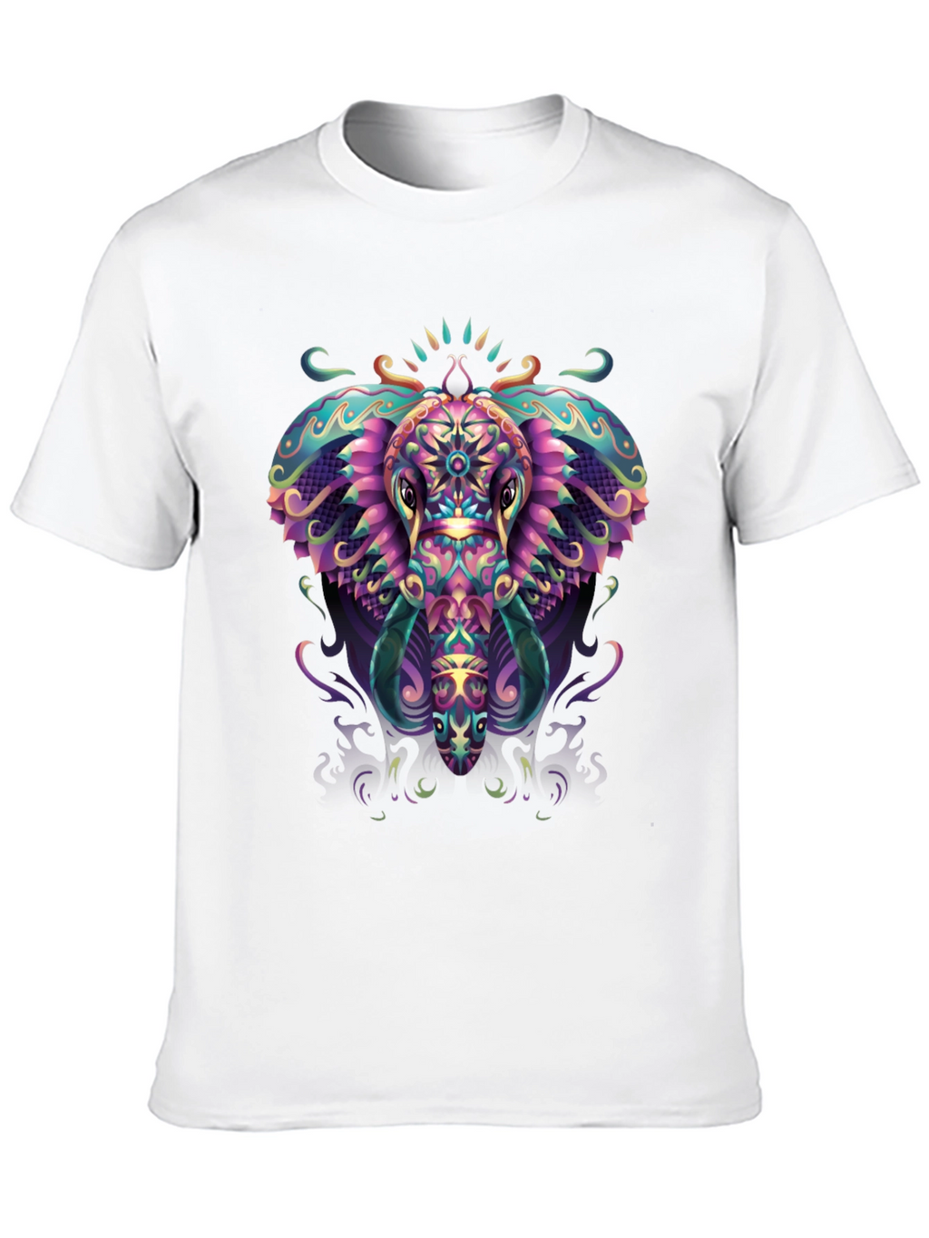 Psychedelic Elephant Graphic Tee - Black
