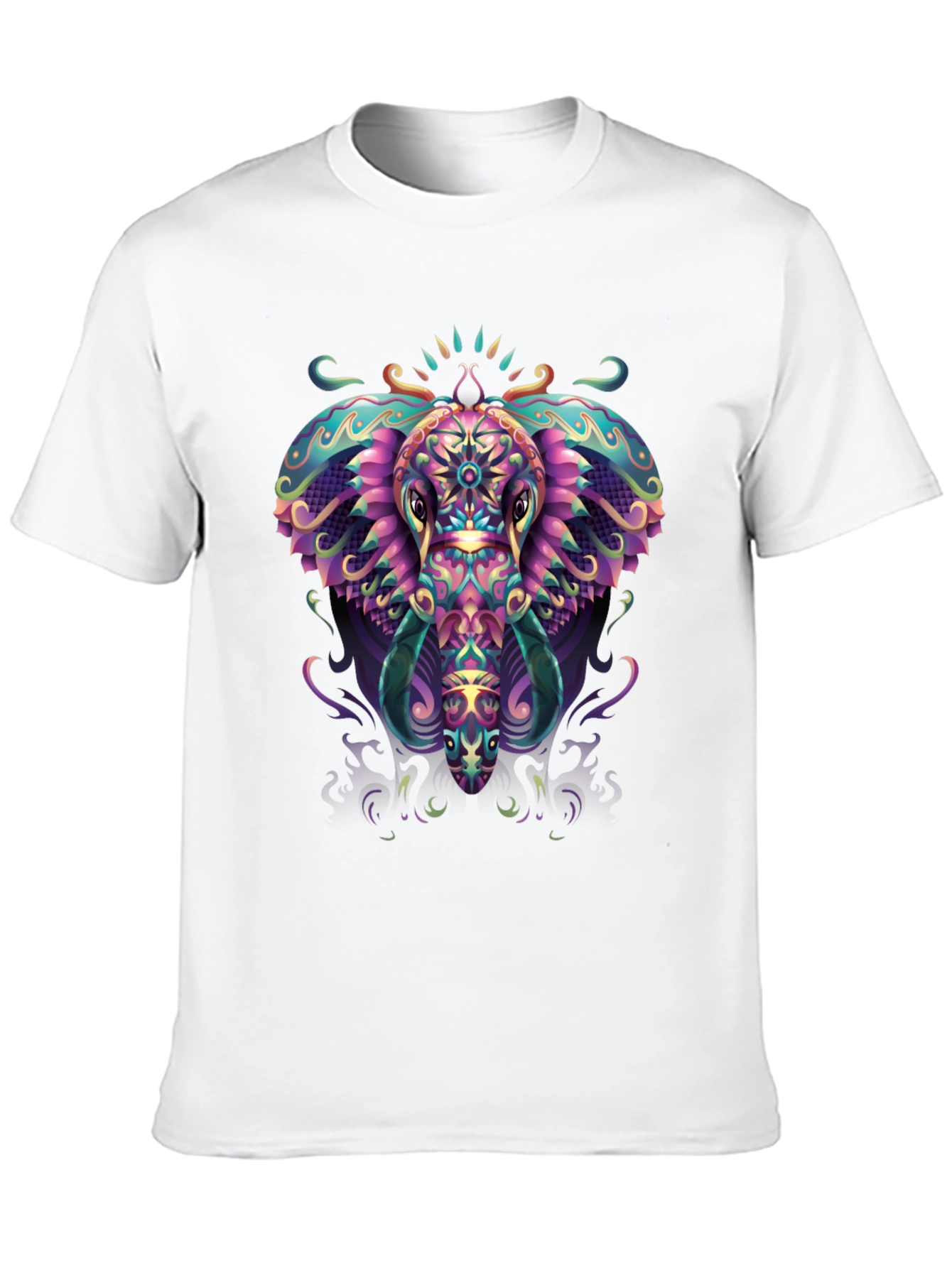 Psychedelic Elephant Graphic Tee - Black