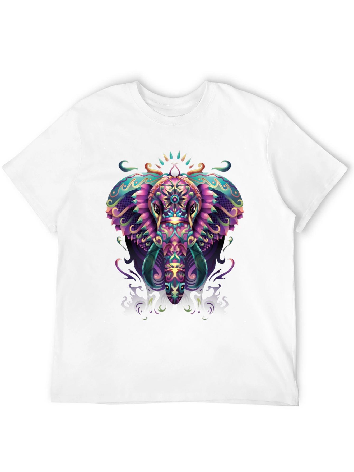 Psychedelic Elephant Graphic Tee - Black