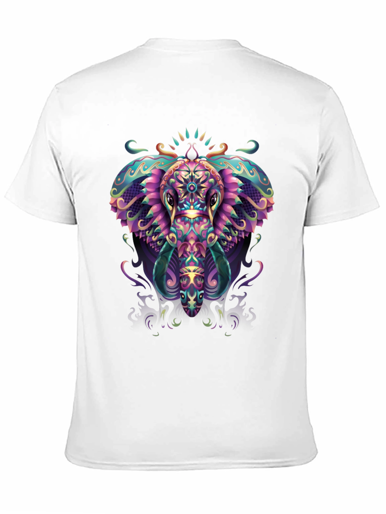 Psychedelic Elephant Graphic Tee - Black