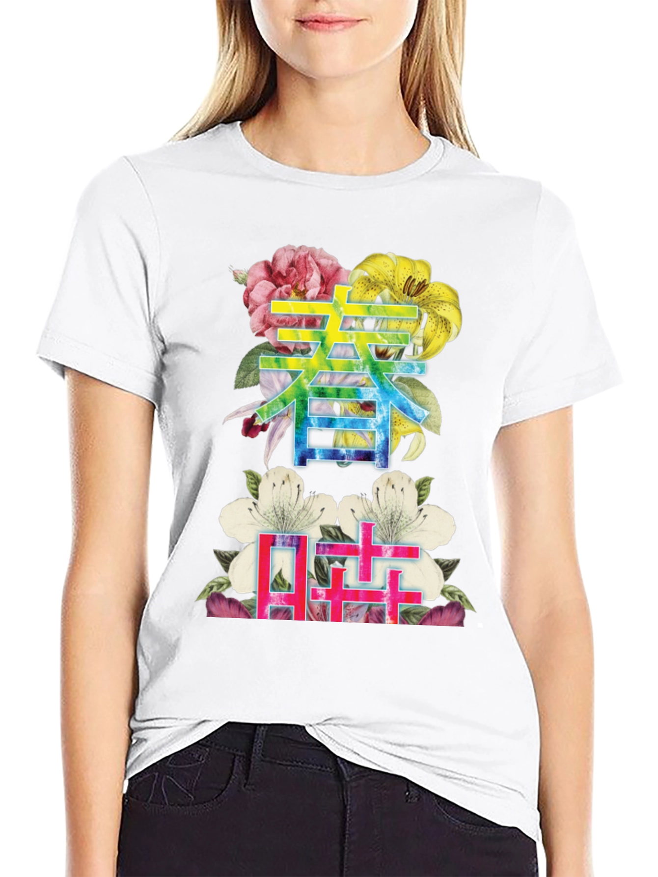 Floral Kanji Graphic Tee - Spring