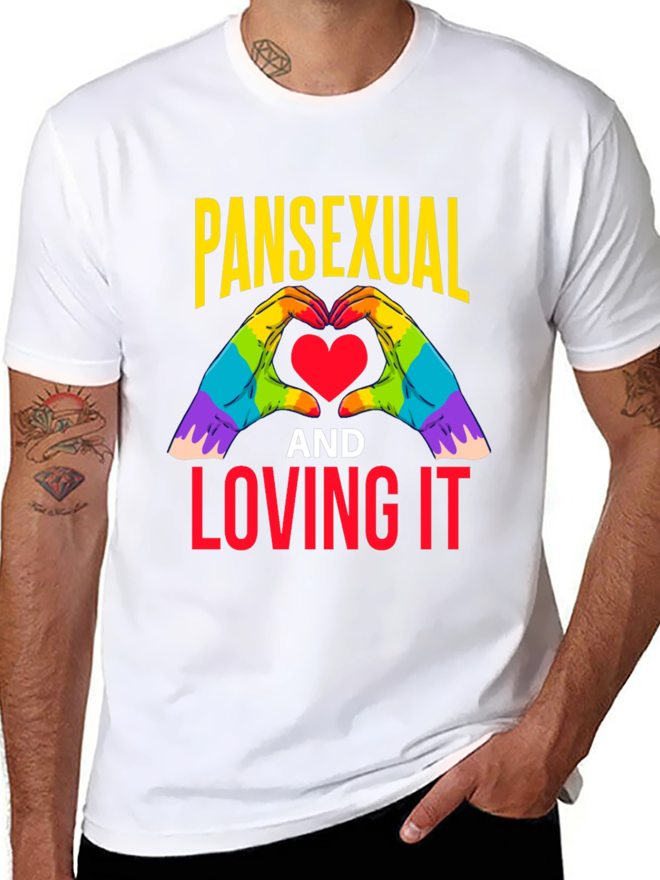 Pansexual Pride T-Shirt - Heart Hands Graphic Tee