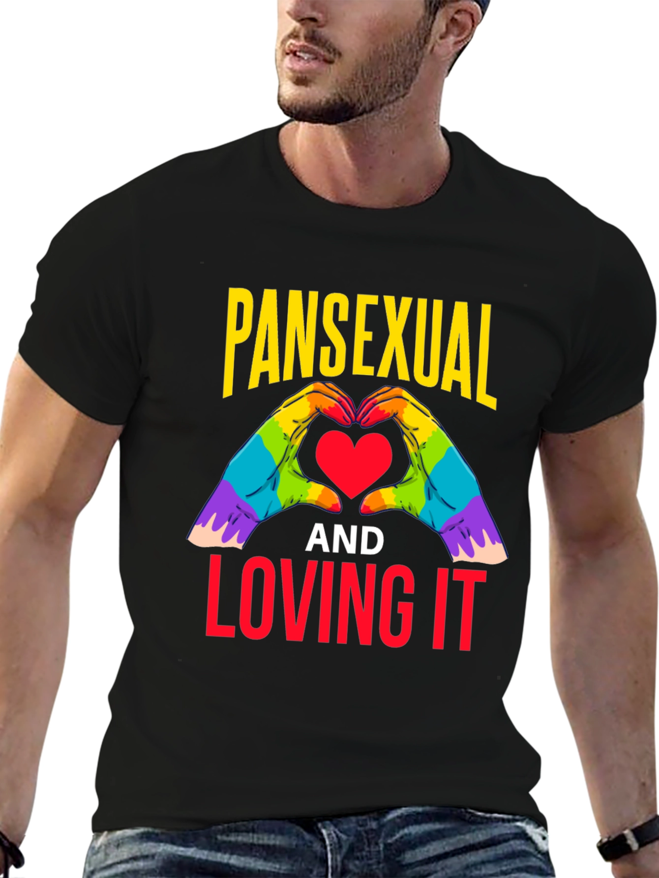 Pansexual Pride T-Shirt - Heart Hands Graphic Tee