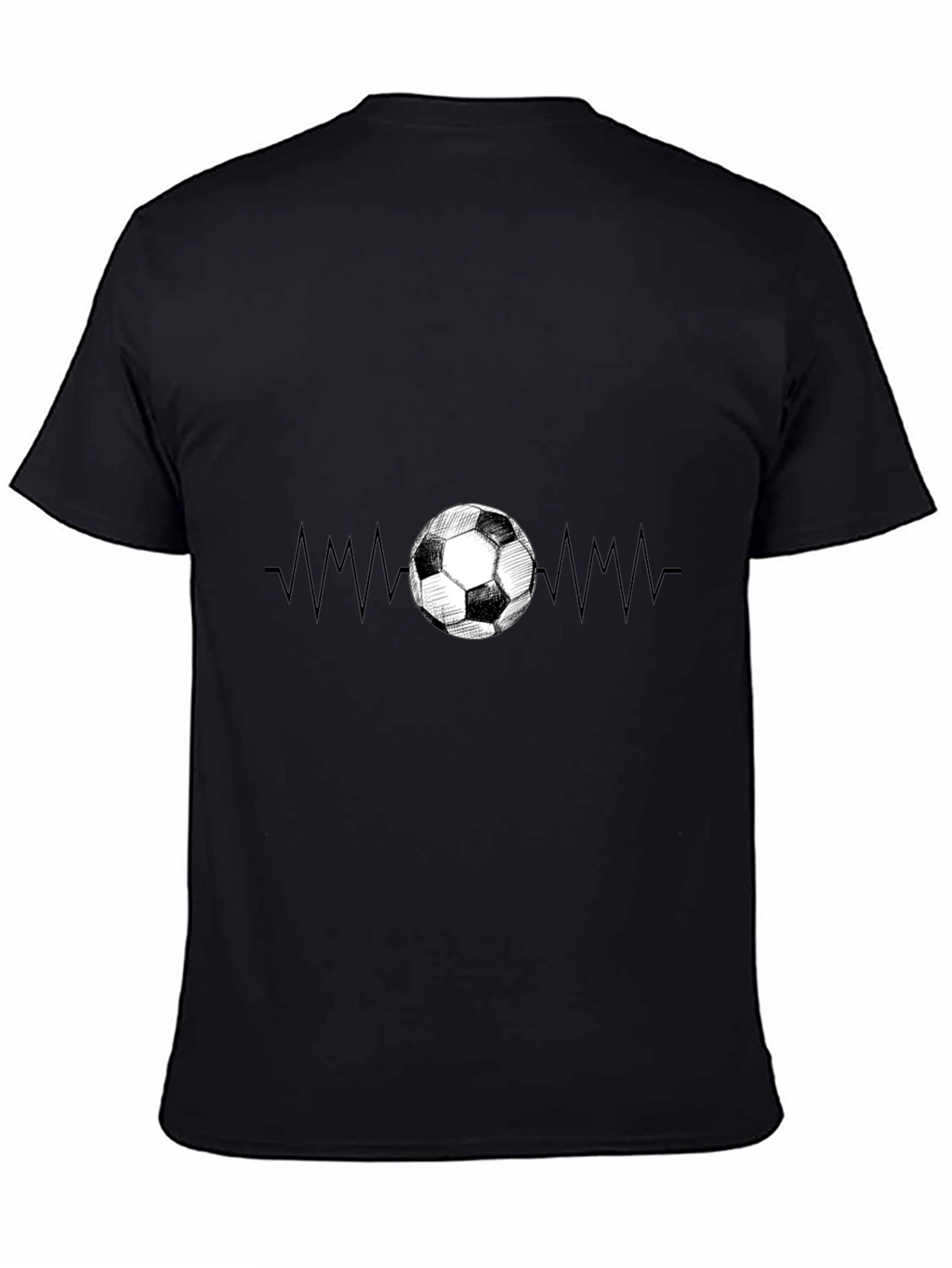 Soccer Heartbeat Graphic T-Shirt - Black