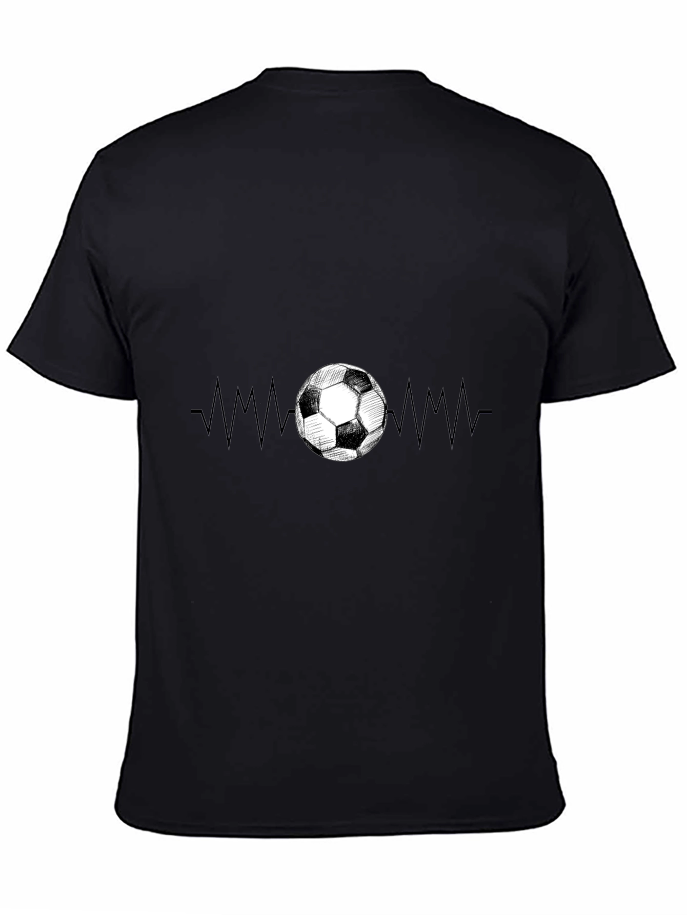 Soccer Heartbeat Graphic T-Shirt - Black