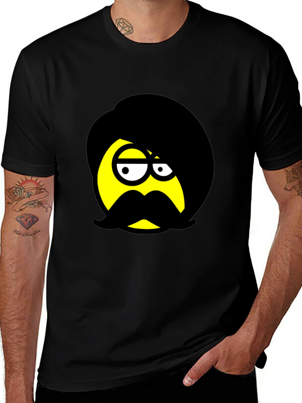 Emo Emoji Graphic Black T-Shirt