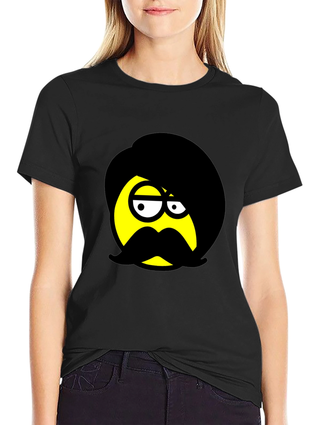 Emo Emoji Graphic Black T-Shirt