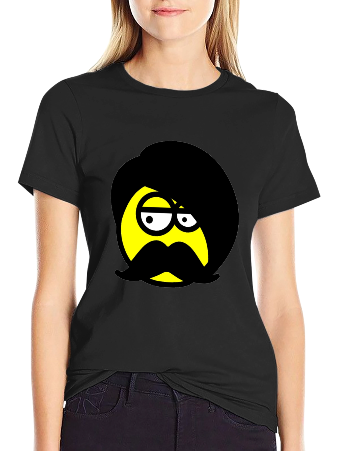 Emo Emoji Graphic Black T-Shirt