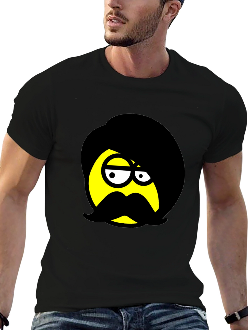Emo Emoji Graphic Black T-Shirt