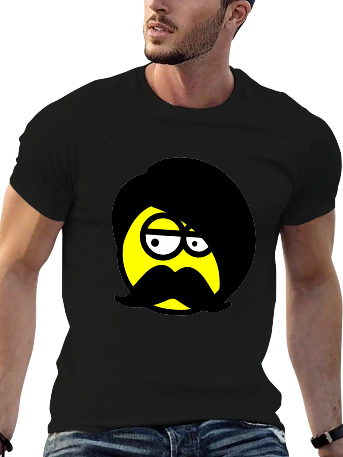Emo Emoji Graphic Black T-Shirt