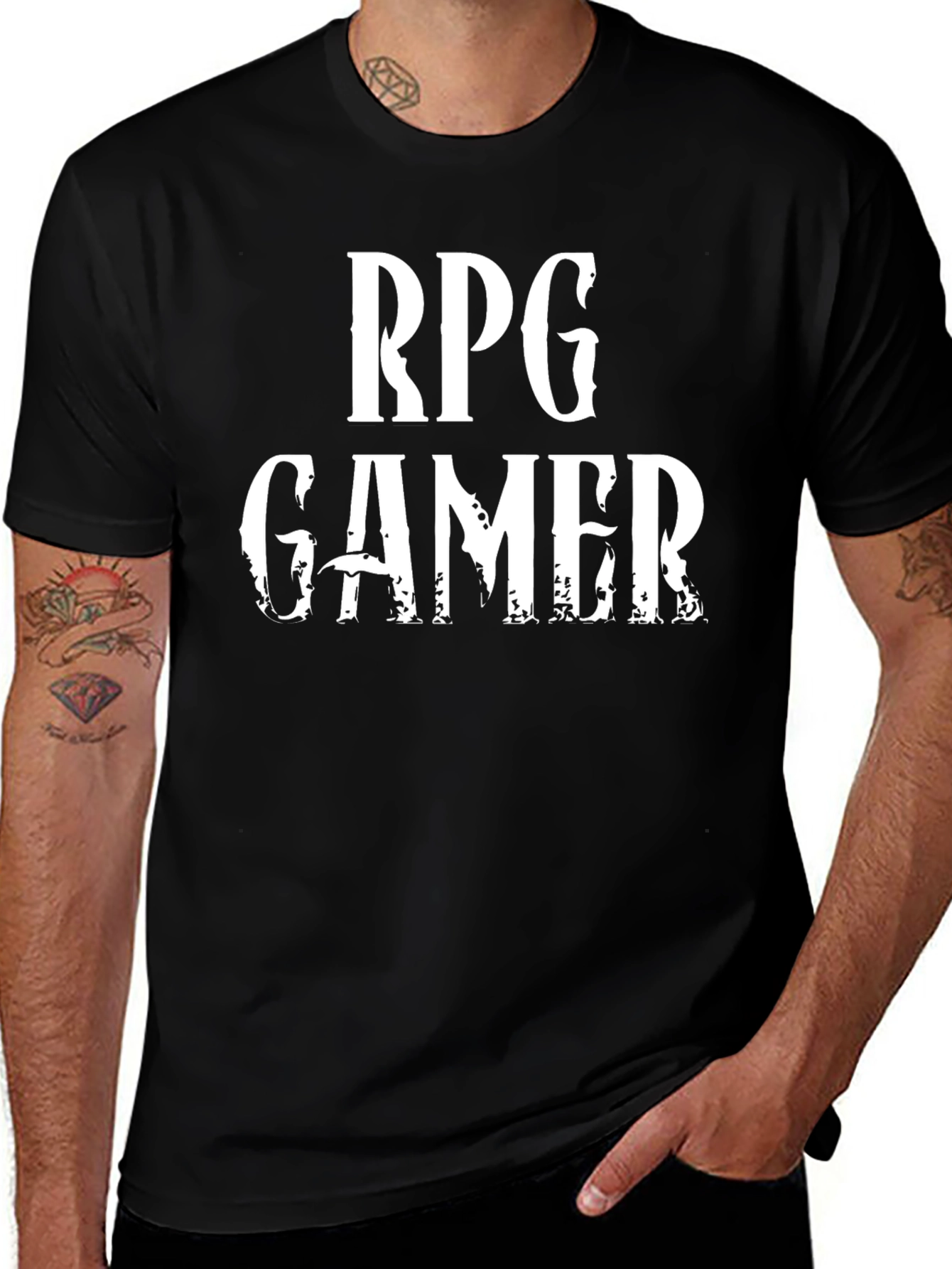 RPG Gamer Graphic Print Black T-Shirt