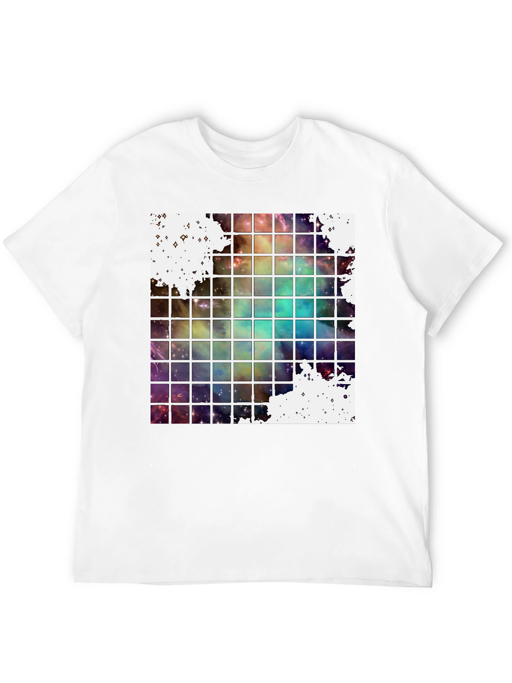 Galaxy Grid Graphic Tee - Trendy Space Design T-Shirt