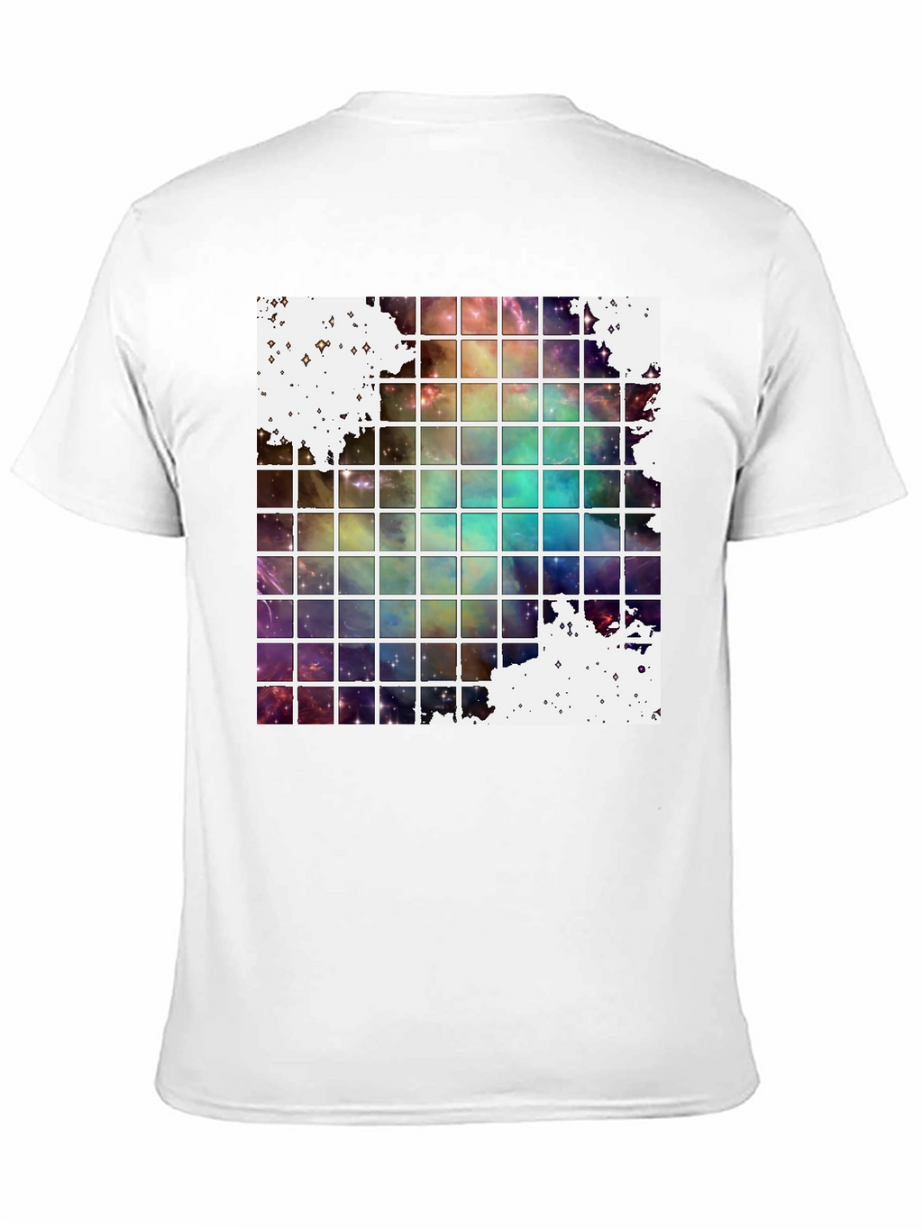 Galaxy Grid Graphic Tee - Trendy Space Design T-Shirt