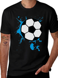 Soccer Ball Splash Tee - Black Cotton Graphic T-Shirt