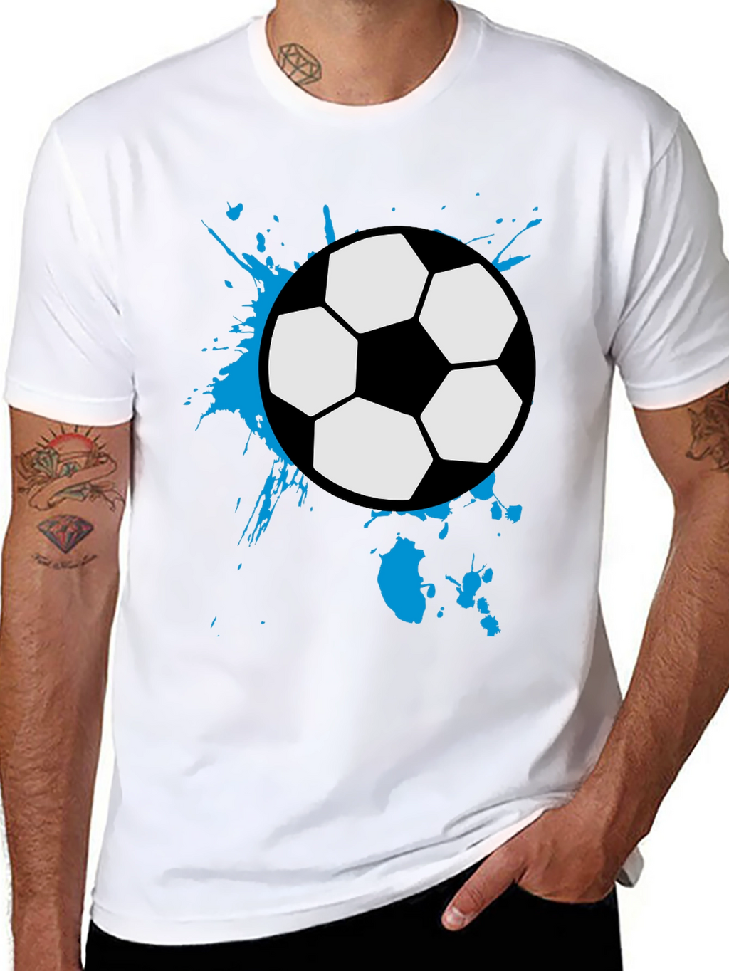 Soccer Ball Splash Tee - Black Cotton Graphic T-Shirt
