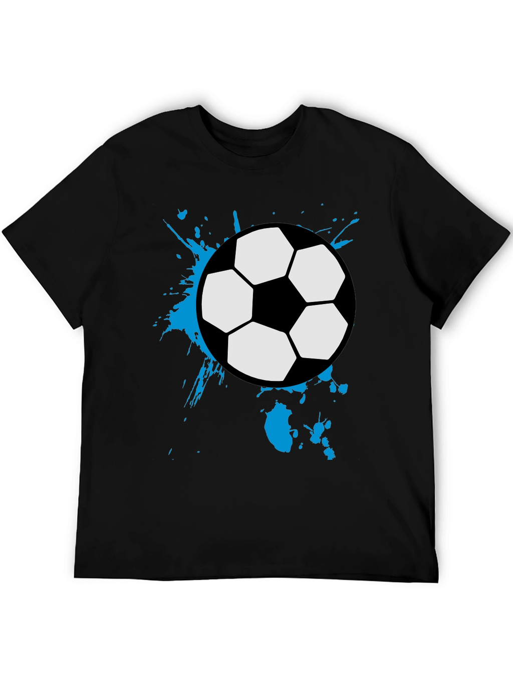 Soccer Ball Splash Tee - Black Cotton Graphic T-Shirt