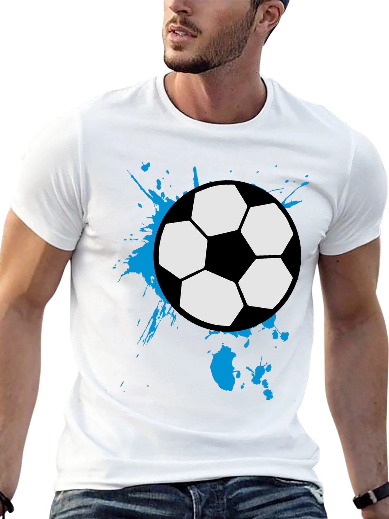 Soccer Ball Splash Tee - Black Cotton Graphic T-Shirt