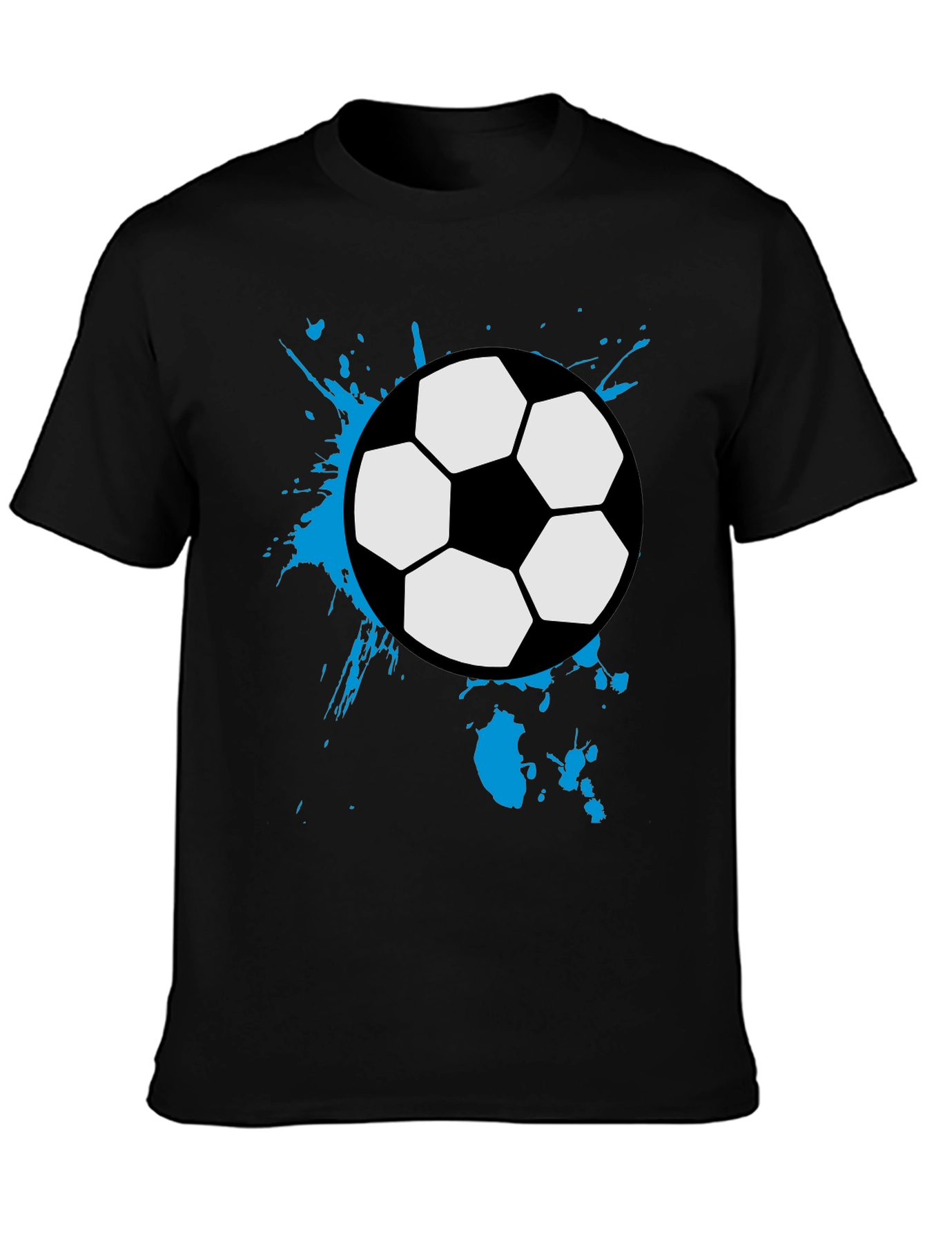 Soccer Ball Splash Tee - Black Cotton Graphic T-Shirt