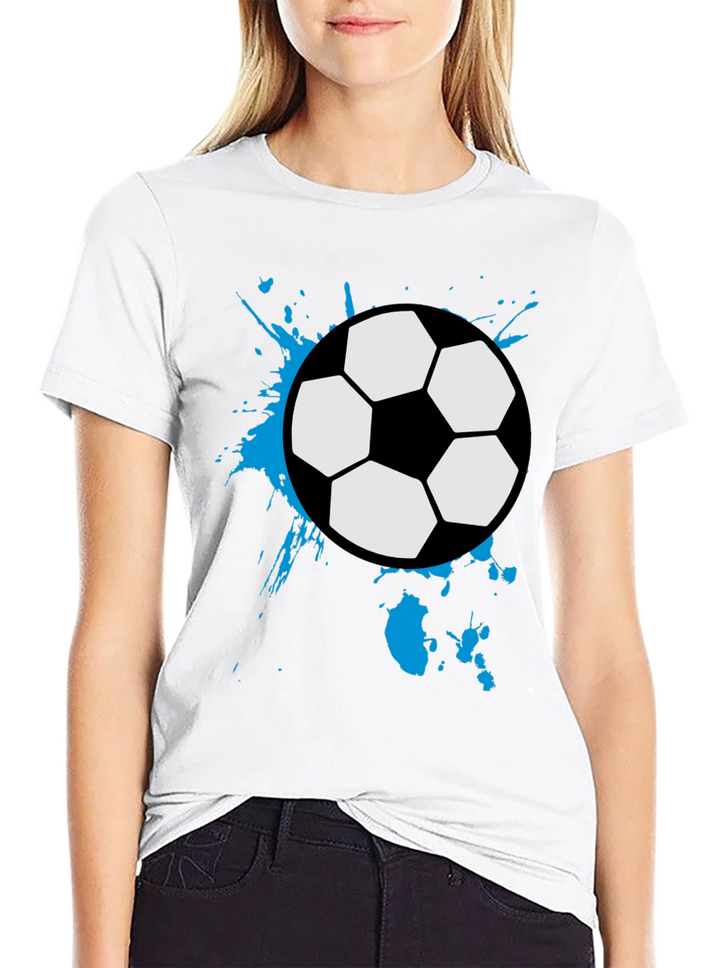 Soccer Ball Splash Tee - Black Cotton Graphic T-Shirt