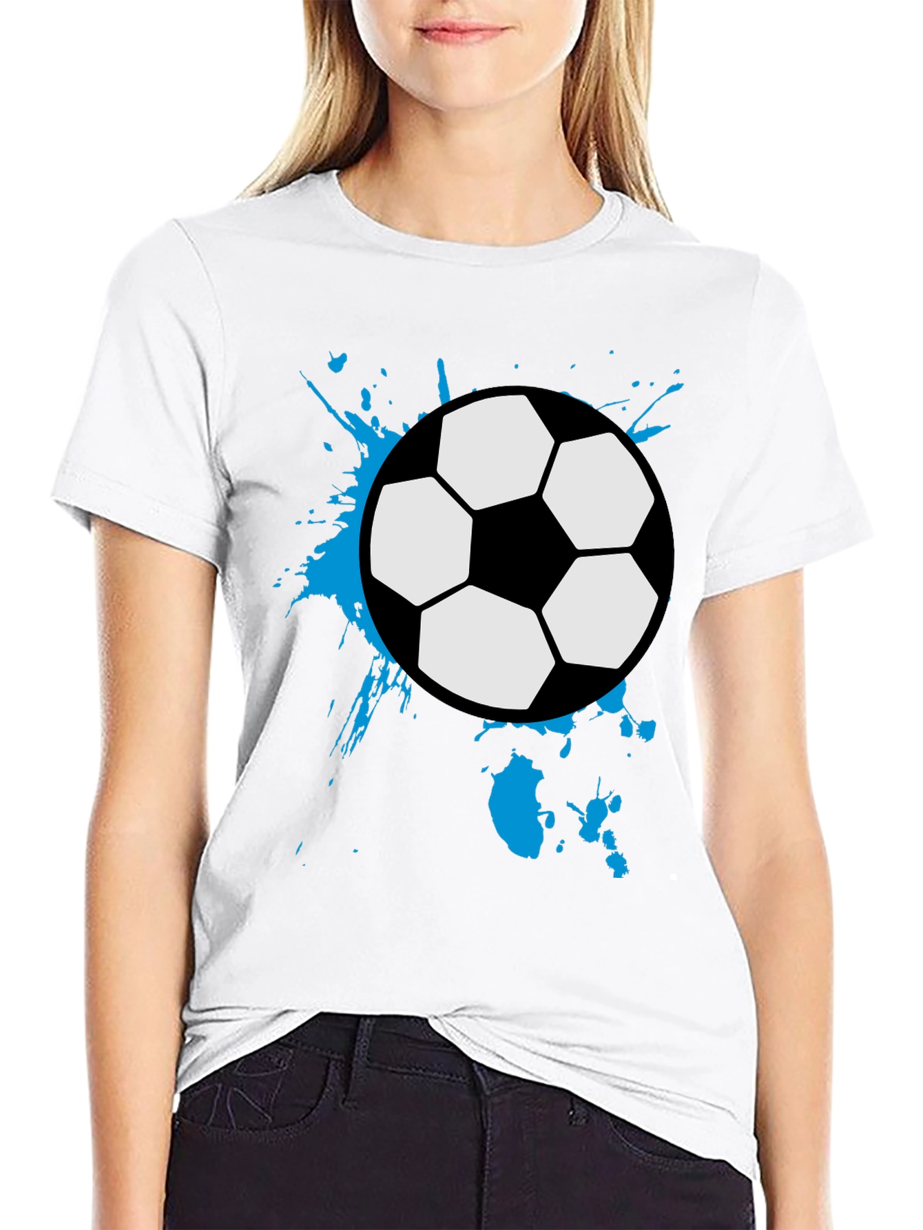 Soccer Ball Splash Tee - Black Cotton Graphic T-Shirt