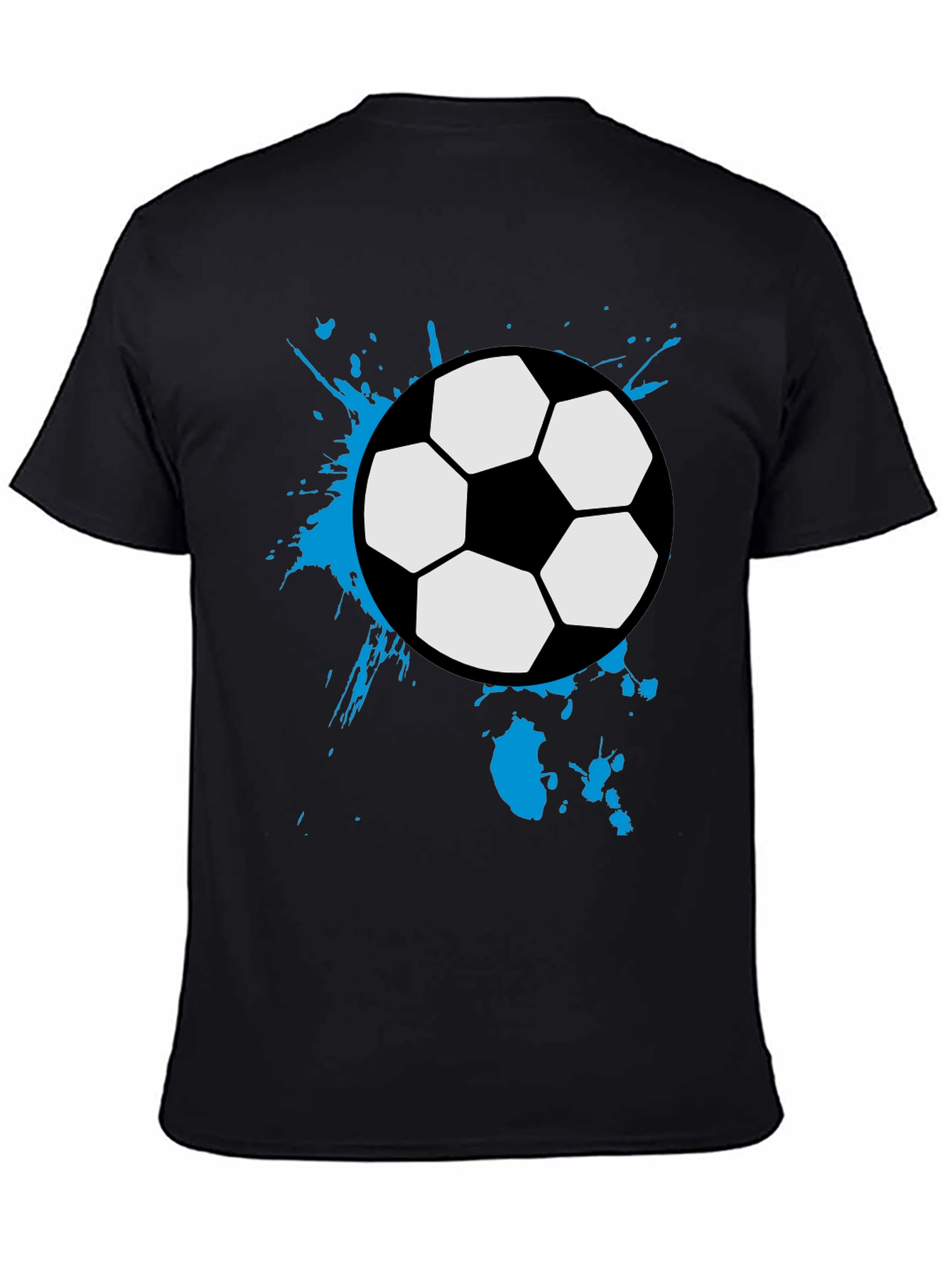 Soccer Ball Splash Tee - Black Cotton Graphic T-Shirt