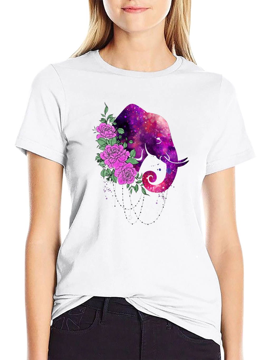 Galaxy Elephant Floral Tee