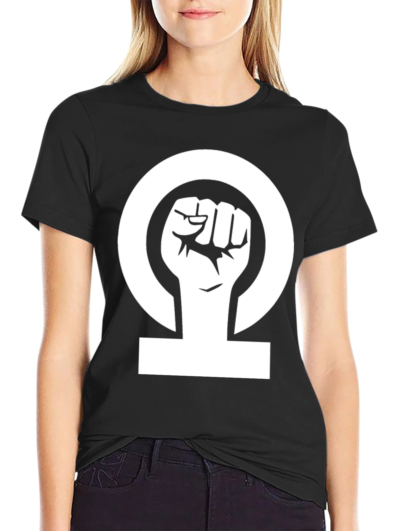 Feminist Fist T-Shirt - Black Cotton Graphic Tee