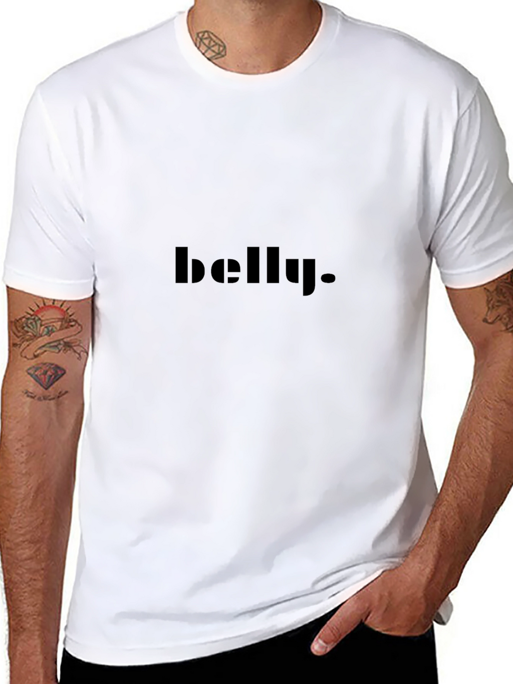Mens belly. Black Graphic Tee