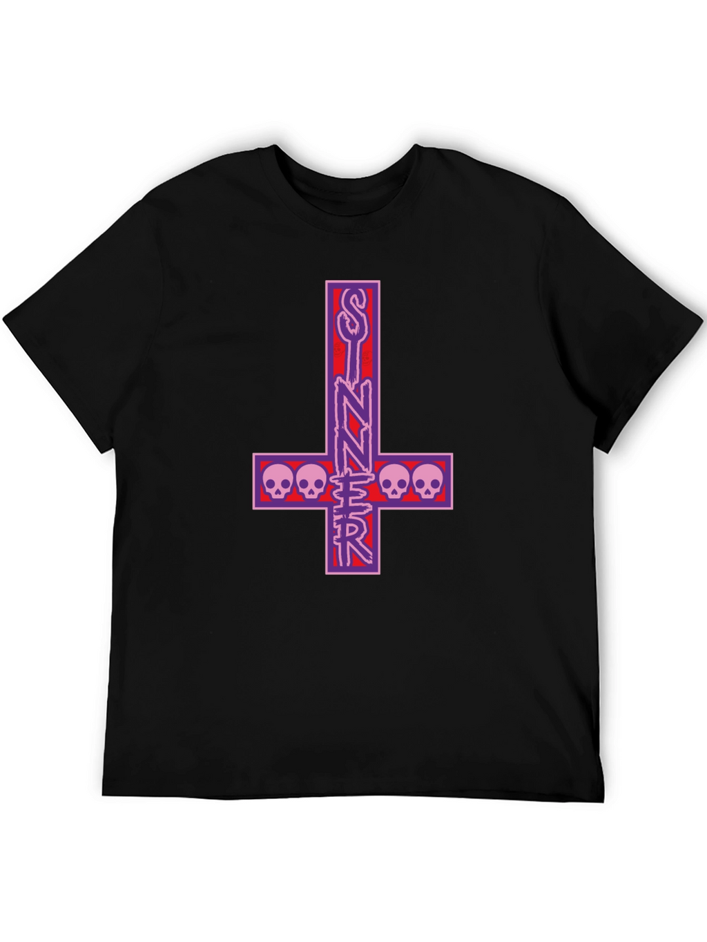 Sinner Inverted Cross Skull T-Shirt