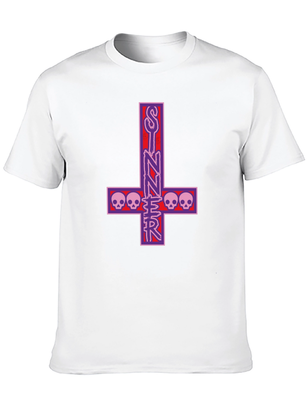 Sinner Inverted Cross Skull T-Shirt
