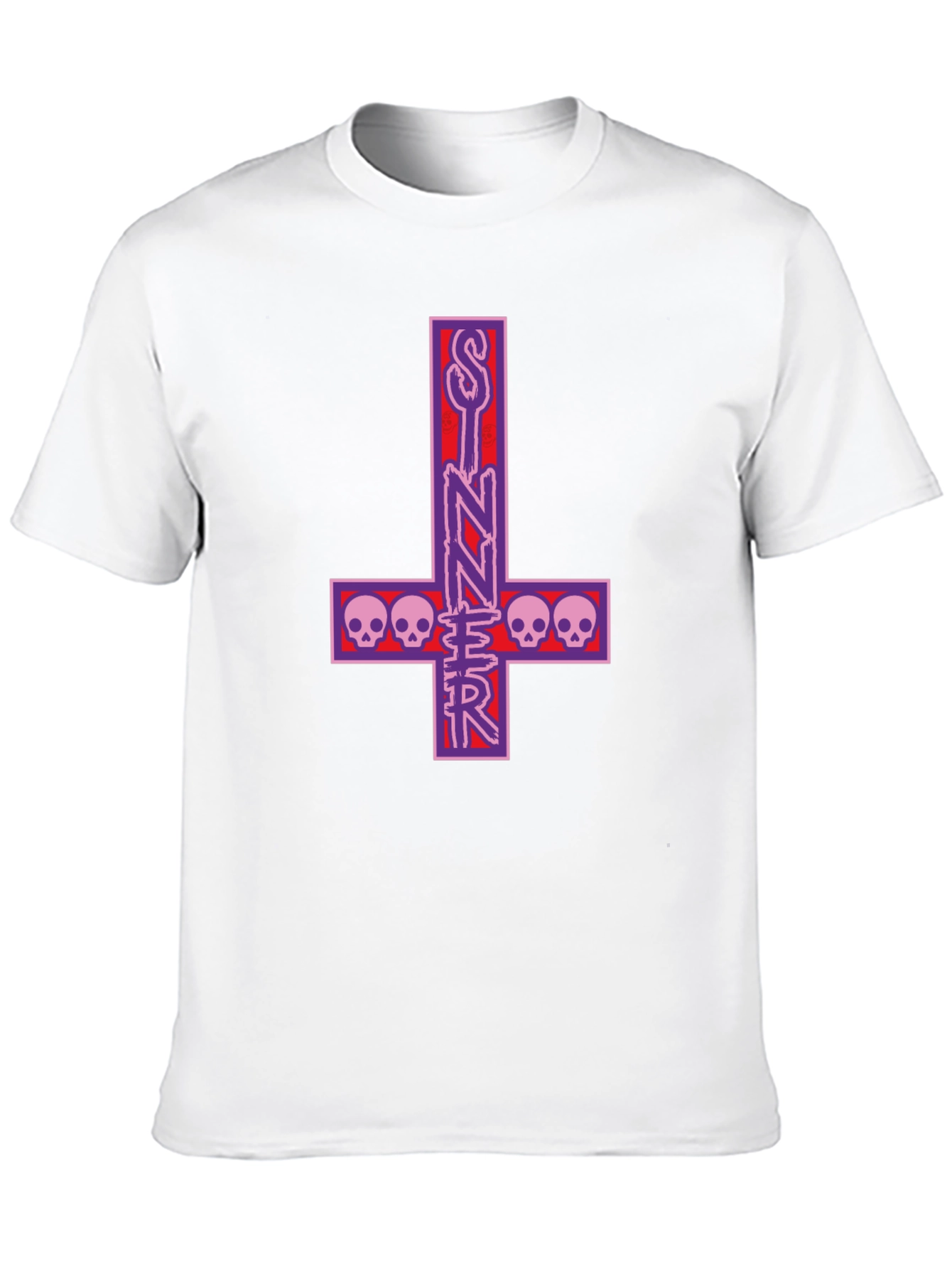 Sinner Inverted Cross Skull T-Shirt