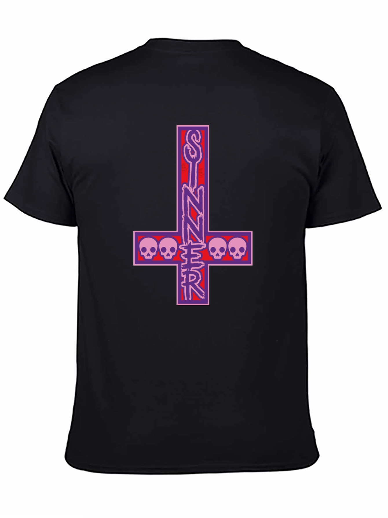 Sinner Inverted Cross Skull T-Shirt