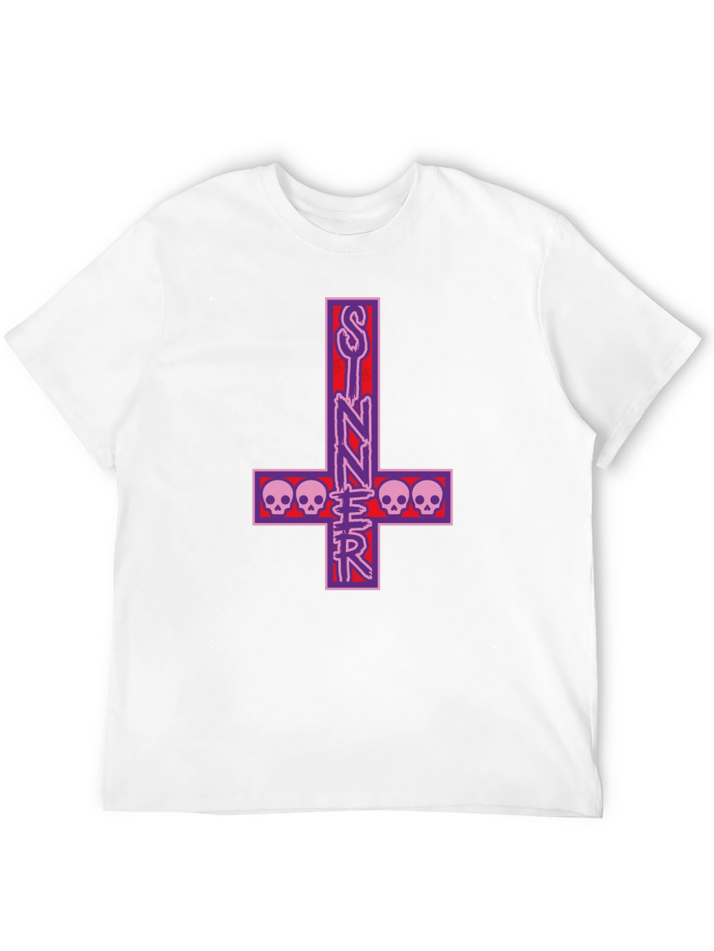 Sinner Inverted Cross Skull T-Shirt