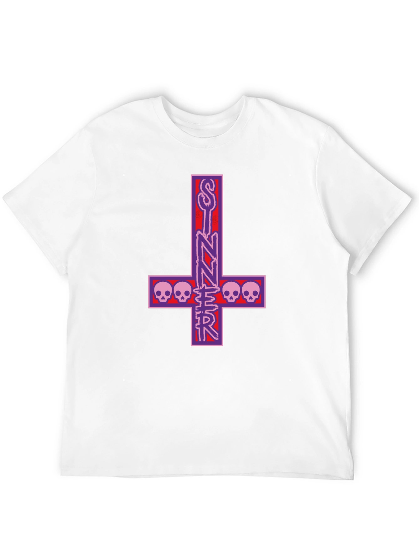 Sinner Inverted Cross Skull T-Shirt