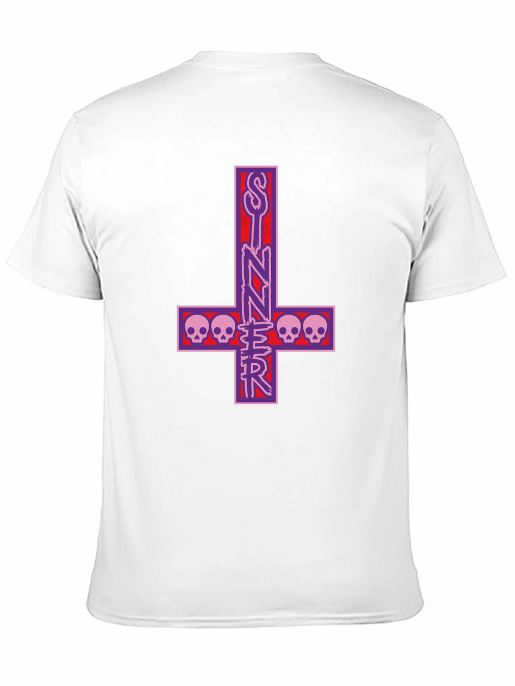 Sinner Inverted Cross Skull T-Shirt