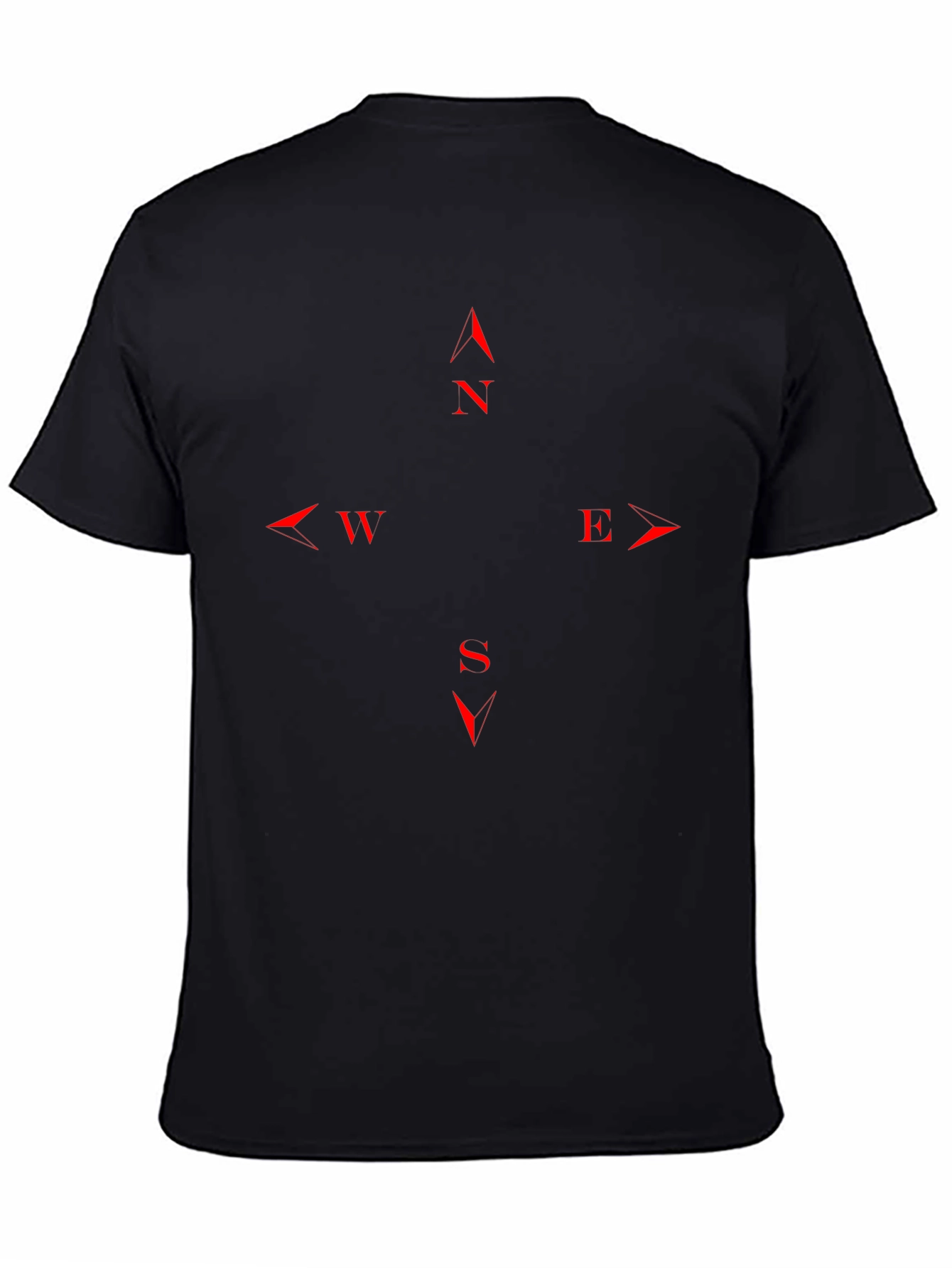 Directional Compass T-Shirt - Black with Red Details