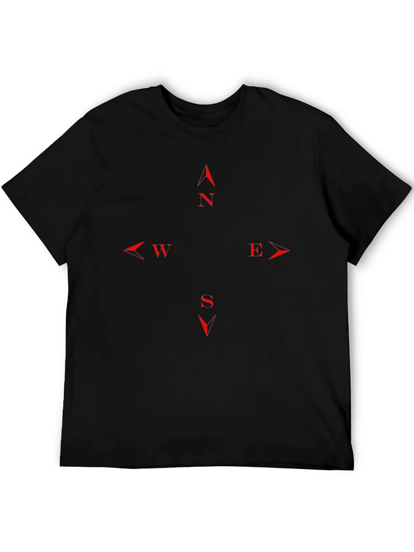Directional Compass T-Shirt - Black with Red Details