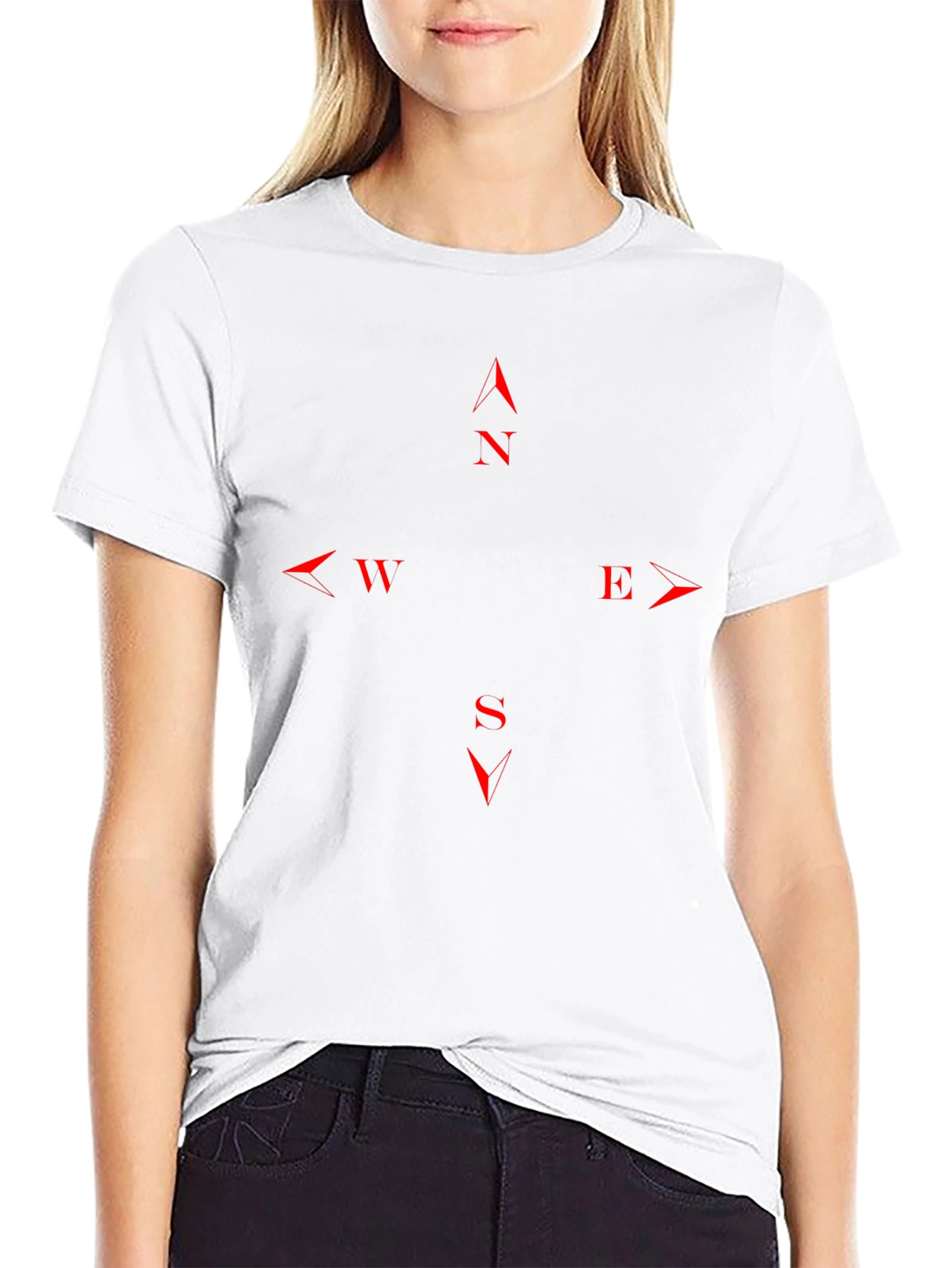 Directional Compass T-Shirt - Black with Red Details