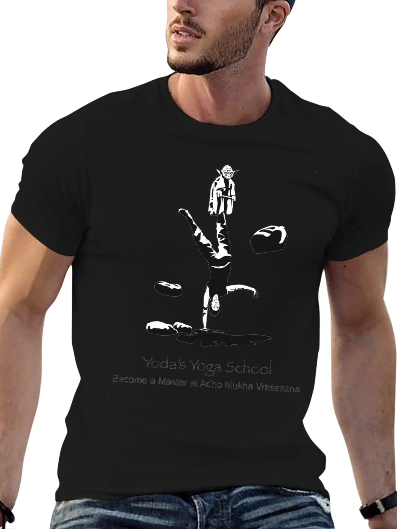 Yoda Reflection Graphic Black T-Shirt