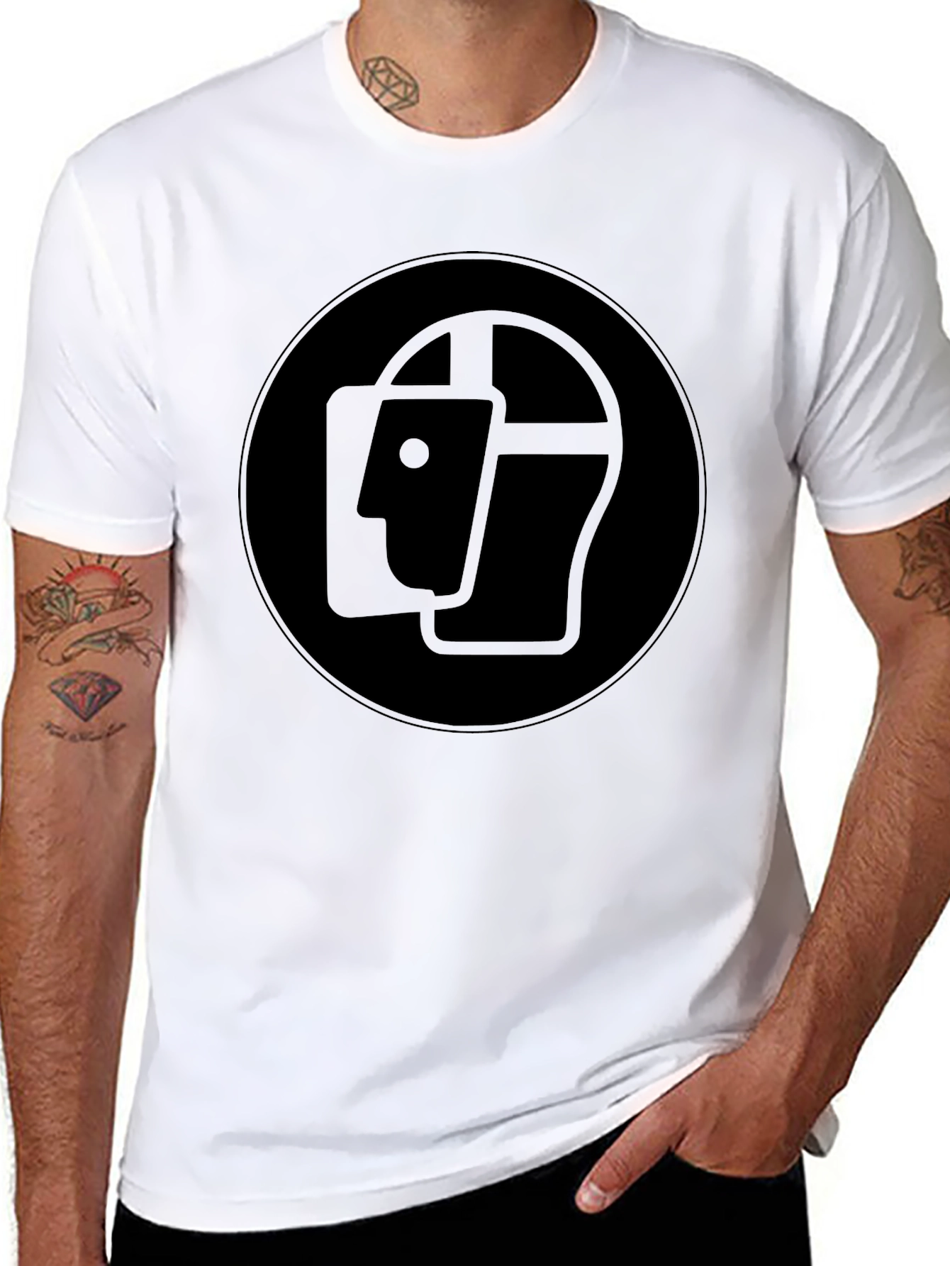 Abstract Head Graphic Black T-Shirt