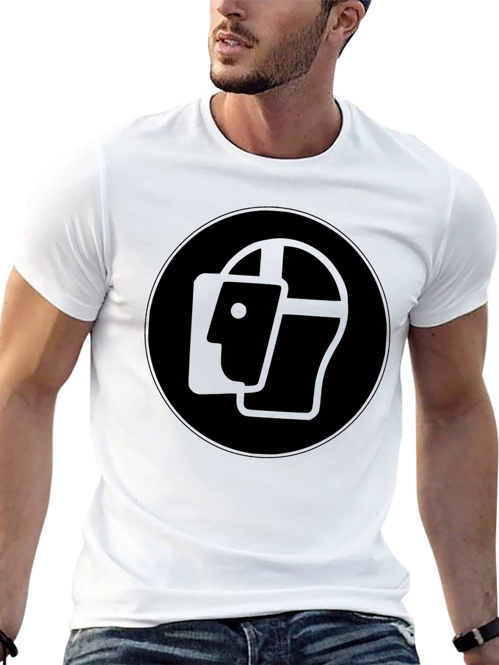 Abstract Head Graphic Black T-Shirt