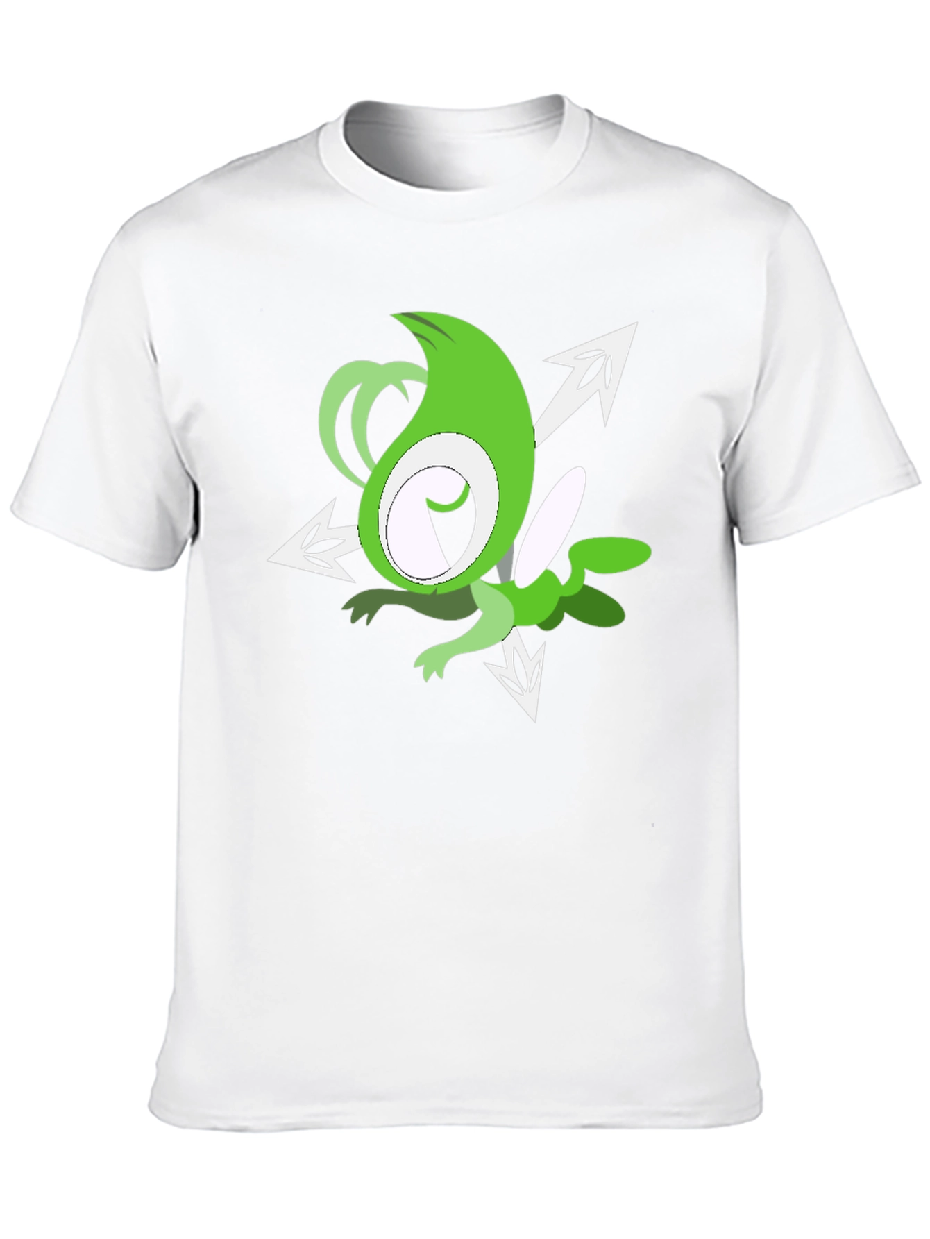 Green Cartoon Character Black T-Shirt