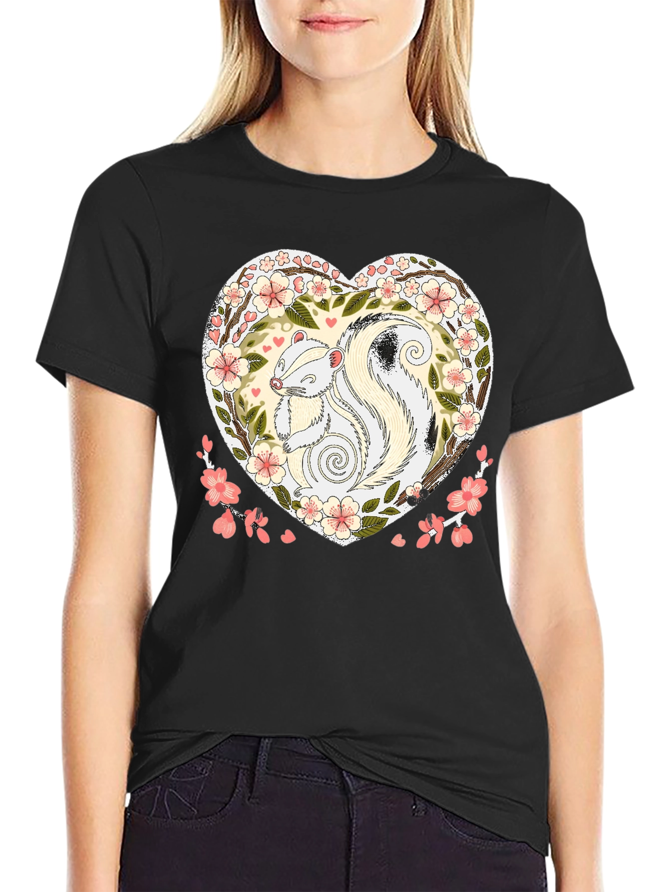Skunk Heart Graphic Tee - Cute Animal Shirt