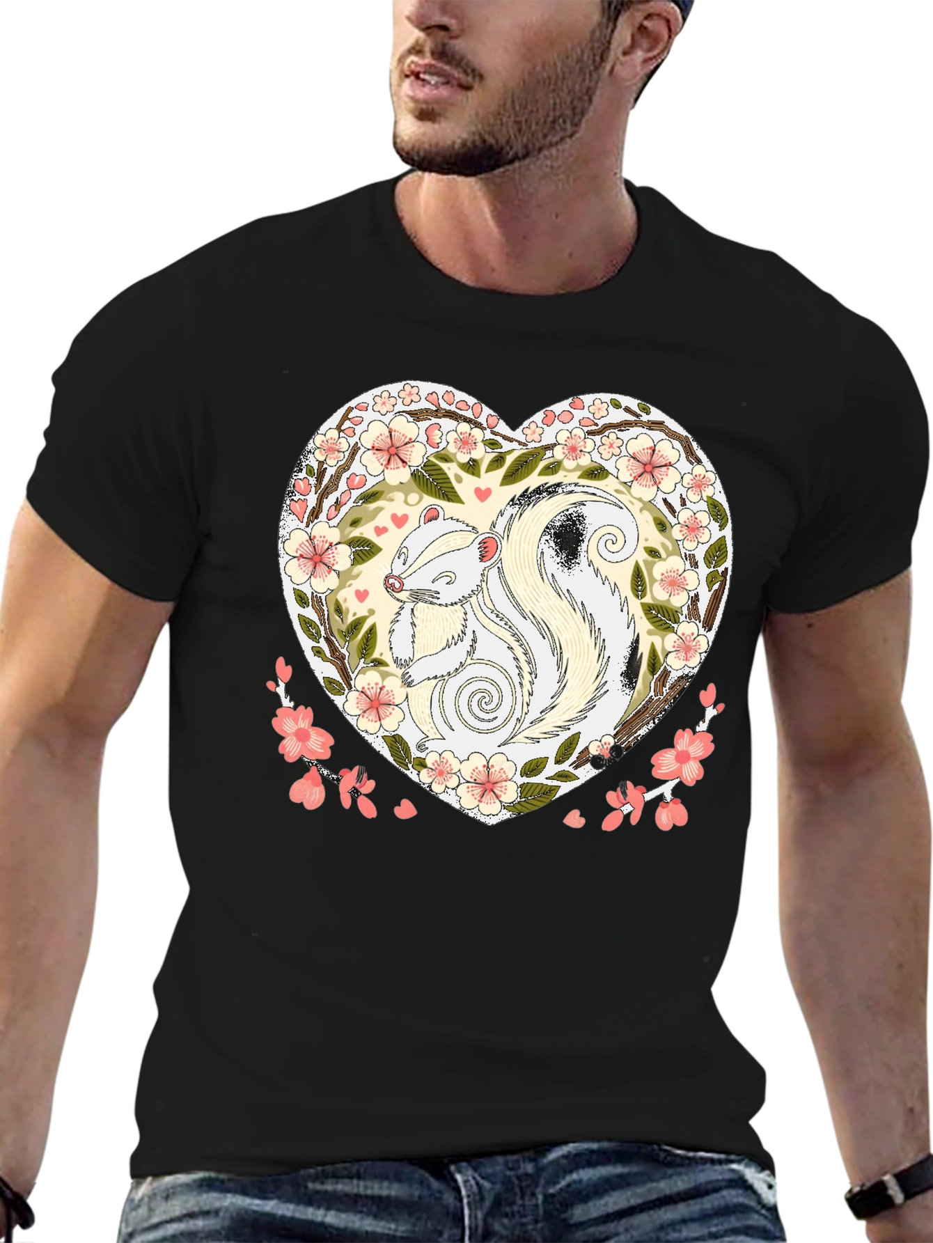 Skunk Heart Graphic Tee - Cute Animal Shirt
