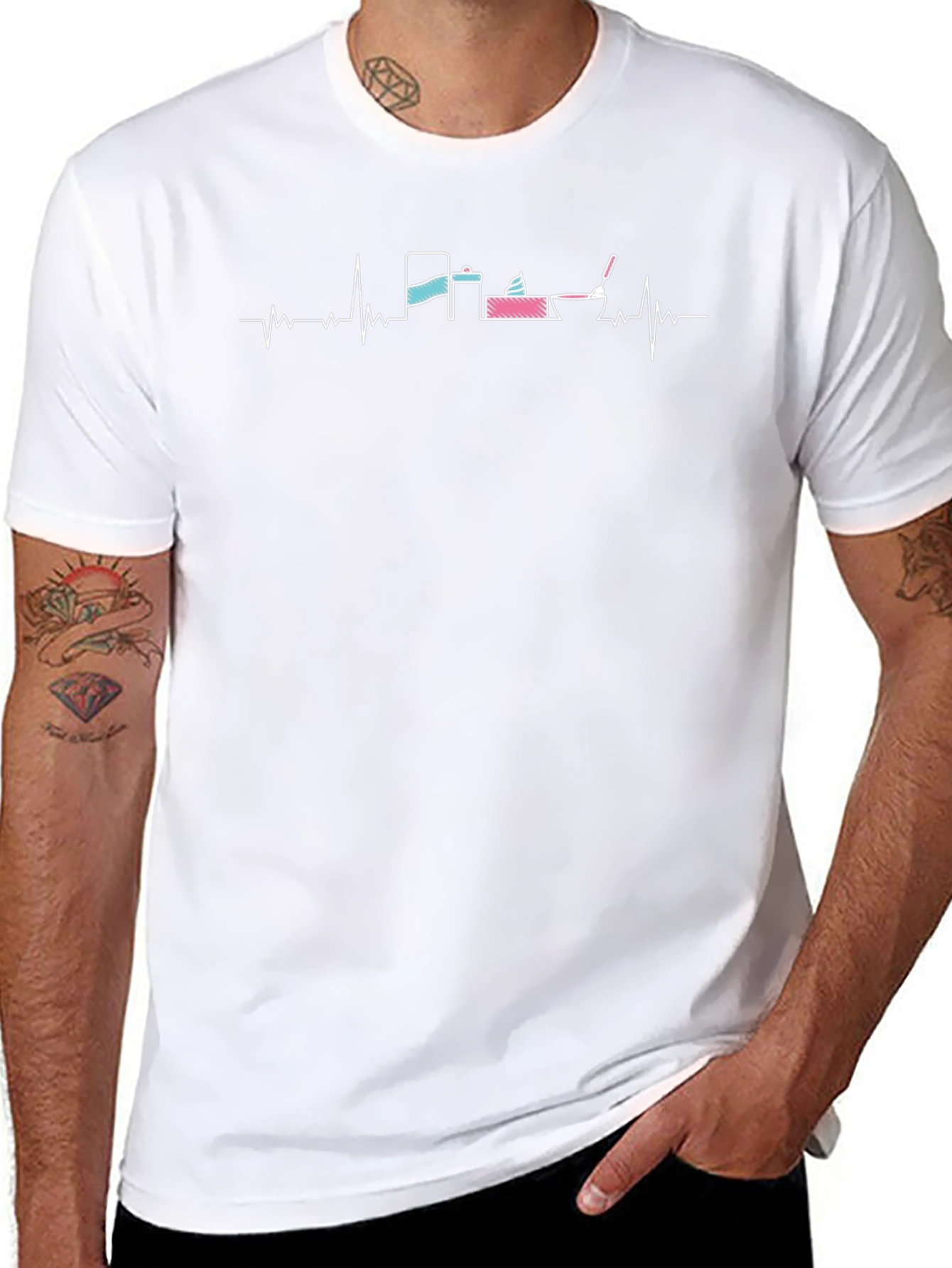 Construction Heartbeat T-Shirt - Black Crew Neck Tee